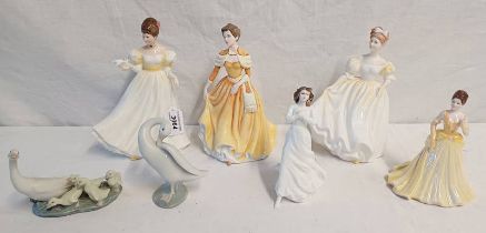 4 ROYAL DOULTON FIGURES - KATHLEEN HN3609, NATALIE HN3173, HELEN HN4756, FORGET-ME-NOT HN3388,