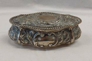 SILVER OBLONG LIDDED TRINKET BOX BY WALKER & HALL,