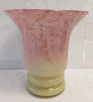 PINK & GREEN PERTHSHIRE GLASS VASE, 17CM TALL Condition Report: Bruises to base.