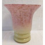 PINK & GREEN PERTHSHIRE GLASS VASE, 17CM TALL Condition Report: Bruises to base.