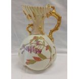 ROYAL WORCESTER BLUSH IVORY FLORAL DECORATED JUG, NO.