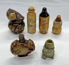 SELECTION OF HORN & SOAPSTONE ORIENTAL SCENT BOTTLES,