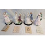 4 ROYAL WORCESTER FIGURES TO INCLUDE THE FLIRTATION, THE PROPOSAL, THE BETROTHAL & THE TRYST,