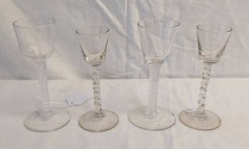 2 19TH CENTURY AIRTWIST STEM GLASSES & 2 OTHERS