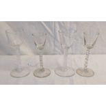 2 19TH CENTURY AIRTWIST STEM GLASSES & 2 OTHERS