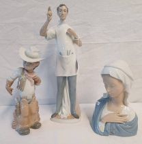 3 LLADRO FIGURES - COWBOY KID, HEAD CHEF,