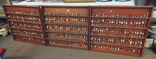 3 LARGE WALL RACKS OF CRESTED SPOONS