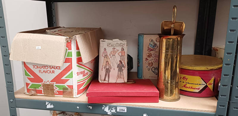 LARGE SELECTION STYLISH CLOTHES PATTERNS, 1942 BRASS SHELL METAL TINS,