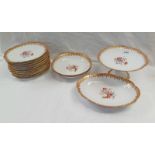 LIMOGES PORCELAIN FRUIT SERVICE WITH FLORAL DECORATION,