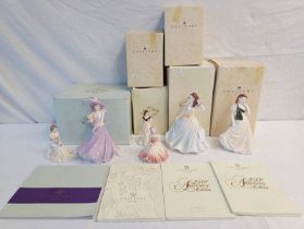 6 COALPORT FIGURES TO INCLUDE SENTIMENTS, THE BIRTHDAY PRESENT, LADIES OF FASHION, JEAN , SHONA,