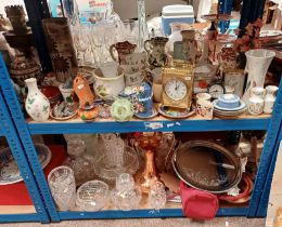 SELECTION MANTLE CLOCKS, ART POTTERY & PORCELAIN, SELECTION CRYSTAL & CUT GLASS, COPPER WARE,