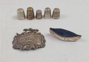 3 SILVER THIMBLES, 2 OTHERS,