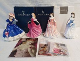 4 ROYAL DOULTON FIGURES TO INCLUDE FIGURE OF THE YEAR MARY HN3375, EMMA HN3714,