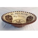 19TH CENTURY DRYLEYS POTTERY BOWL - MRS MELDRUM 1884,