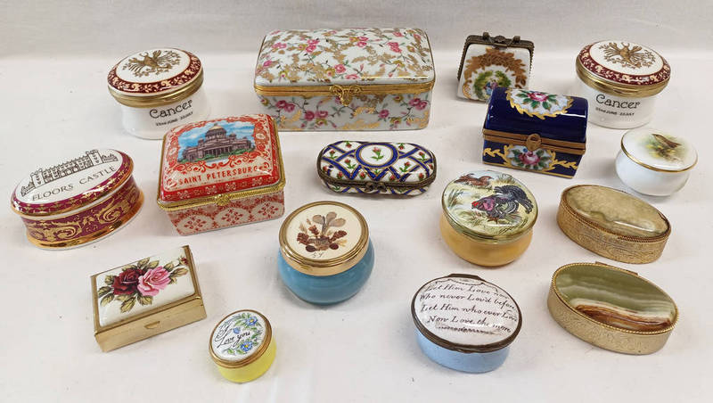 SELECTION OF PORCELAIN TRINKET BOXES TO INCLUDE LIMOGES, ASHFORD ETC.