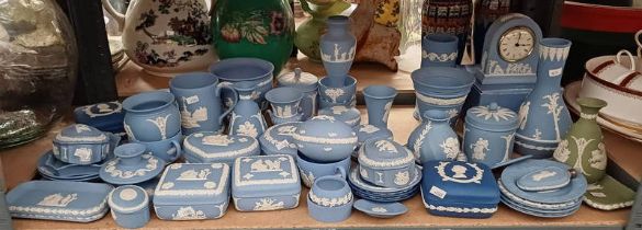 LARGE SELECTION WEDGWOOD PORCELAIN VASES, CLOCKS, BOWLS,