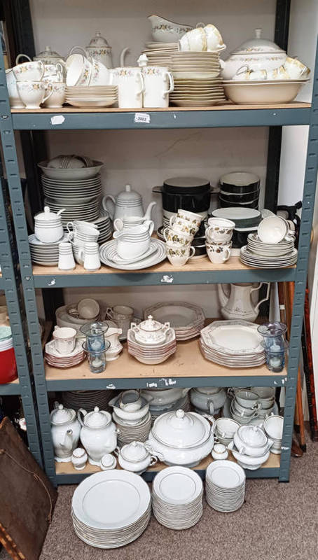 EXCELLENT SELECTION OF PORCELAIN, TEA & DINNERWARE OVER 4 SHELVES INCLUDING POOLE,