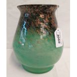 MONART GREEN AND BLACK GLASS BALUSTER VASE - 17 CM TALL Condition Report: