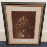 PETER HOWSON - (ARR) ROBBIE BURNS SIGNED FRAMED COLOURED DRAWING 29 X 20 CM Condition