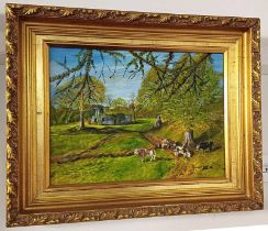 COLIN SMITH 'GIGHT CASTLE' SIGNED, LABEL TO REVERSE. GILT FRAMED OIL ON BOARD 29.5 CM X 39.