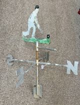 METAL WEATHER VANE WITH BOWLER TO TOP,