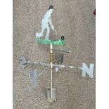 METAL WEATHER VANE WITH BOWLER TO TOP,