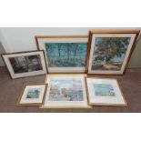 6 FRAMED MCINTOSH PATRICK PRINTS, ARTISTS STUDIO, BEACH CRESCENT - BROUGHTY FERRY ETC.