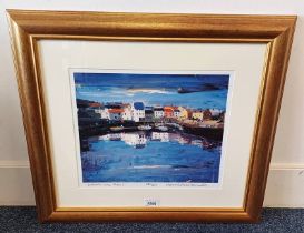 AFTER HAMISH MACDONALD 'CLOUDS OVER CRAIL' SINGED IN PENCIL GILT FRAMED LIMITED EDITION PRINT 27 CM