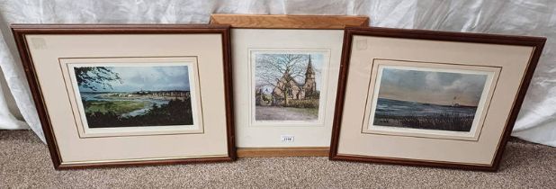 3 FRAMED MONTROSE PRINTS, SYD WALKER, MONTROSE VIADUCT AND 'SCURDYNESS LIGHTHOUSE',