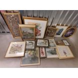 LARGE SELECTION OF PICTURES & PAINTING TO INCLUDE; FRAMED WATERCOLOUR OF 2 PHEASANTS, SIGNED JARVIS,