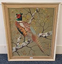 RALSTON GUDGEON - (ARR) PHEASANT ON A BRANCH SIGNED FRAMED WATERCOLOUR 62CM X 49 CM