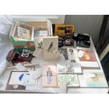 SELECTION OF CAMERAS, EPHEMERA, ETC TO INCLUDE PENTAX AF ZOOM 90 CAMERA, RABONE RULER,