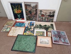 VARIOUS FRAMED & UNFRAMED OIL PAINTING BY M COOK TOGETHER WITH OTHER PRINTS,