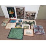 VARIOUS FRAMED & UNFRAMED OIL PAINTING BY M COOK TOGETHER WITH OTHER PRINTS,