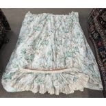 PAIR OF WHITE CURTAINS WITH FLORAL DECORATION THROUGHOUT, WITH MATCHING PELMET,