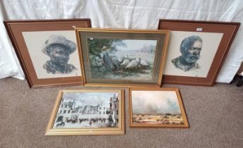 SELECTION OF FRAMED PICTURES INCLUDING OIL PAINTING OF SOUTH AFRICAN LANDSCAPE ETC.