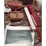 PAIR OF LEATHER CARTRIDGE BAGS, 1 MARKED PURDEY & 1 MARKED QUALITY GUN SLIPS, ENGLAND,