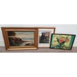 J M DURVE, COASTAL SCENE, SIGNED, GILT FRAMED OIL ON CANVAS, NIGEL HEMMING, BLACK WATCH,