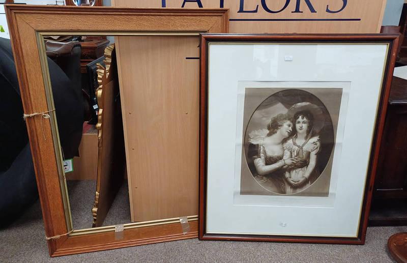 FRAMED ENGRAVING 'MISS SCOTT & HER DAUGHTER HARRIET, AFTERWARDS DUCHESS OF PORTLAND, 74 X 60 CM,