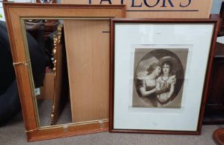 FRAMED ENGRAVING 'MISS SCOTT & HER DAUGHTER HARRIET, AFTERWARDS DUCHESS OF PORTLAND, 74 X 60 CM,