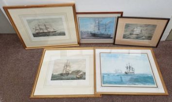 FRAMED NAUTICAL THEMED PRINTS AND ENGRAVINGS TO INCLUDE ; E.