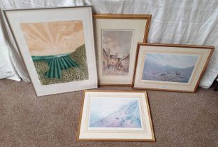 4 FRAMED PRINTS TO INCLUDE ; DAVID M CHAPMAN, OSNABURG ST-FORFAR, SIGNED IN PENCIL, V.R.