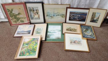 SELECTION OF WATERCOLOURS, OIL PAINTINGS, PRINTS, ETC TO INCLUDE; PAUL SHREDER, CITY SCENE, SIGNED,