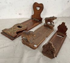 19TH/20TH CENTURY BLACK FOREST WOODEN BEAR BOOK ENDS,