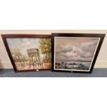 FRAMED OIL PAINTING OF PARIS SCENE SIGNED J GARRAH 50 X 60 CM,