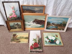 GOOD SELECTION OF OIL PAINTINGS TO INCLUDE ; W.