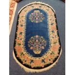 BLUE FLORAL DECORATED ROUND CARPET,