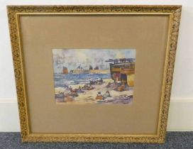 JAMES WATTERSON HERALD 'ARBROATH HARBOUR SCENE' SIGNED GILT FRAMED WATERCOLOUR 20 CM X 27 CM