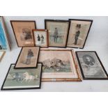 SELECTION OF PRINTS, ENGRAVINGS ETC TO INCLUDE; INCIDENTS OF THE STEEPLE CHASE, ENGRAVING,