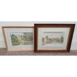 R H EADIE, HOUSE IN THE HILLS & SCOTTISH CASTLE SCENE, SIGNED 2 FRAMED WATERCOLOURS,